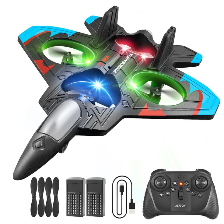 4DRC V32 RC Fighter Jet Airplane ✈️ | 360° Stunt Flying Plane with LED Lights 🌈 | Remote Control Foam Aircraft for Kids & Adults 🎮 | Durable EPP Foam RC Plane Gift 🎁