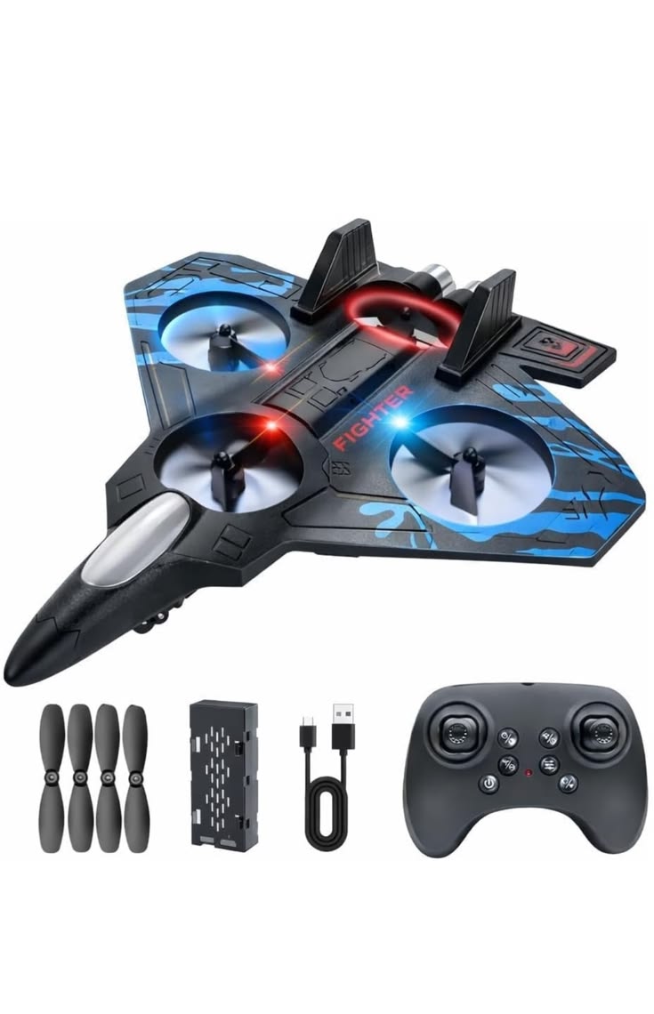 4DRC V32 RC Fighter Jet Airplane ✈️ | 360° Stunt Flying Plane with LED Lights 🌈 | Remote Control Foam Aircraft for Kids & Adults 🎮 | Durable EPP Foam RC Plane Gift 🎁